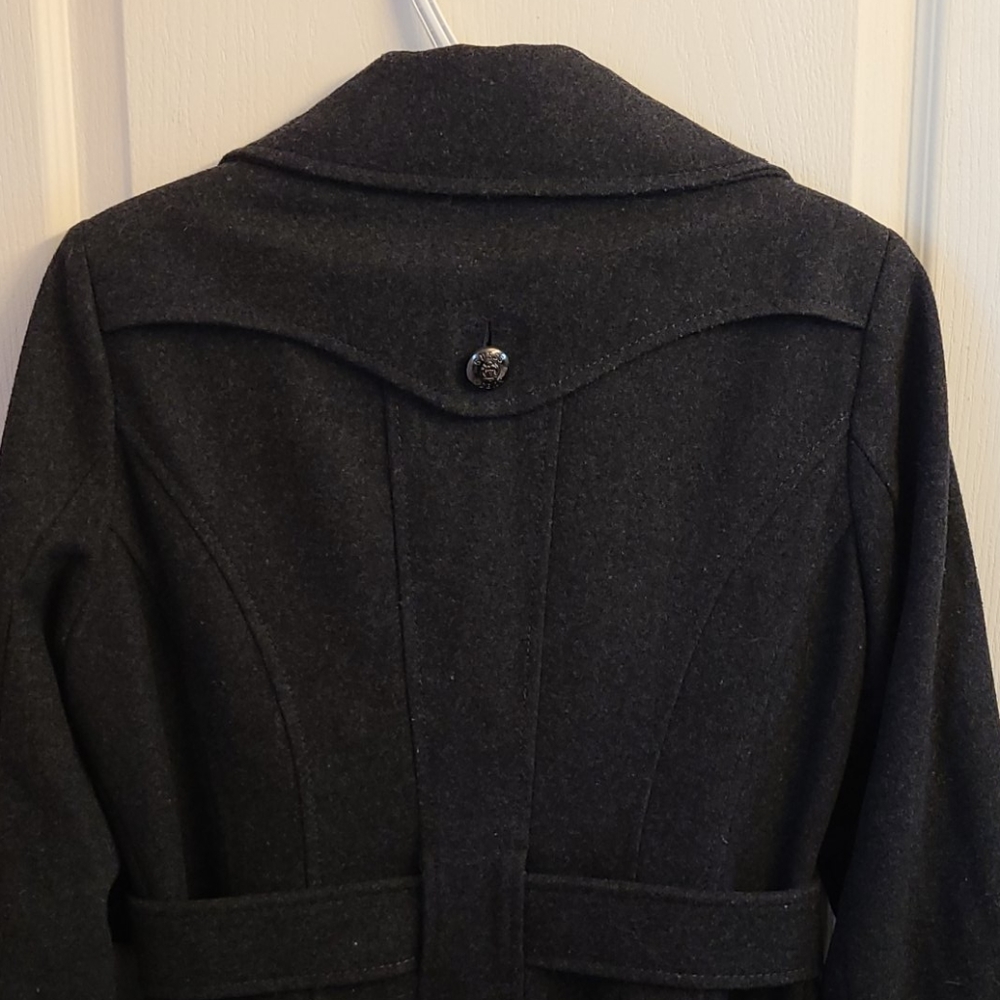 ⛱️Guess Grey Ruffle Pea Coat - Picture 8 of 14
